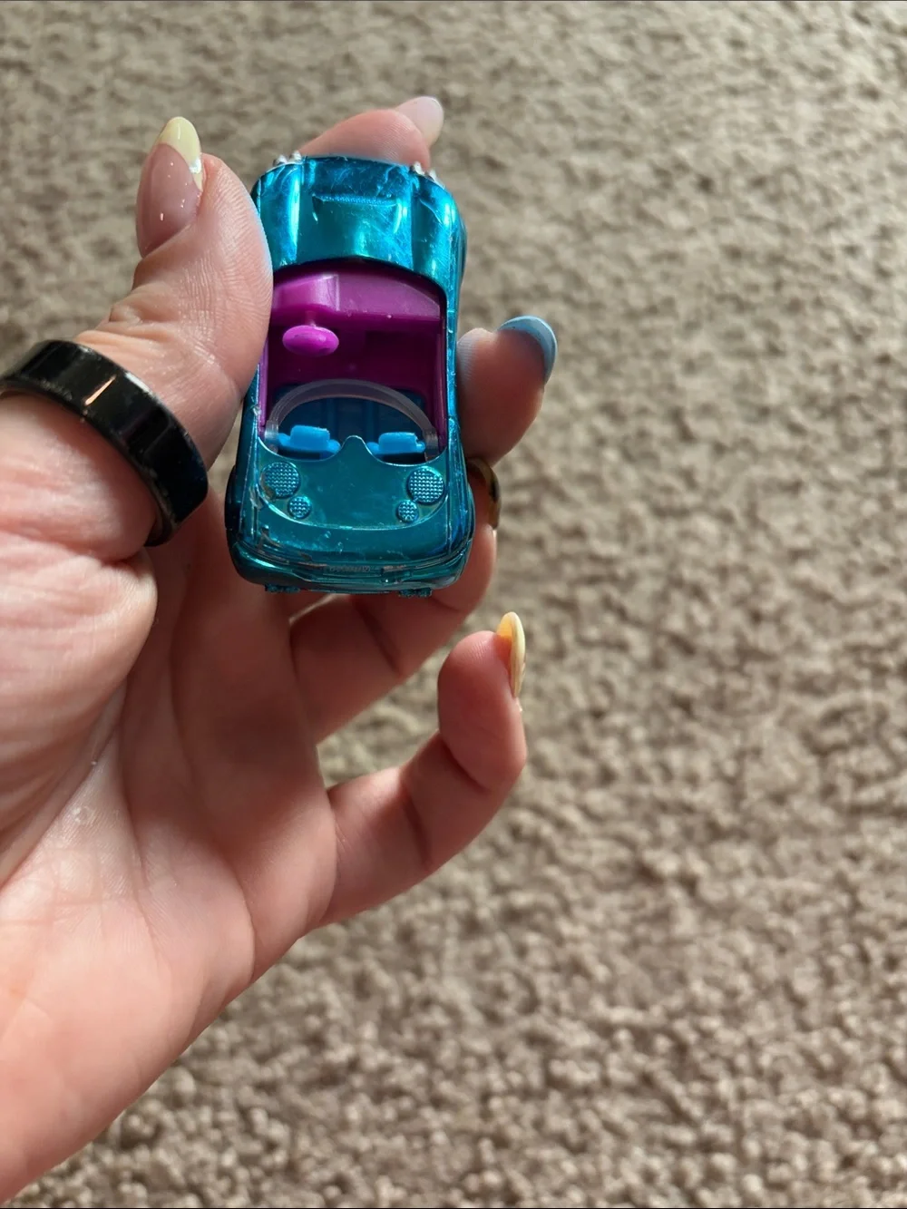 Selby Teal Convertible Toy Car with Pink Accents